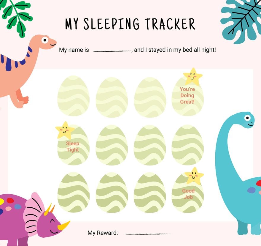 Free Dinosaur Sticker Sleeping Chart - Illustrator, PDF 