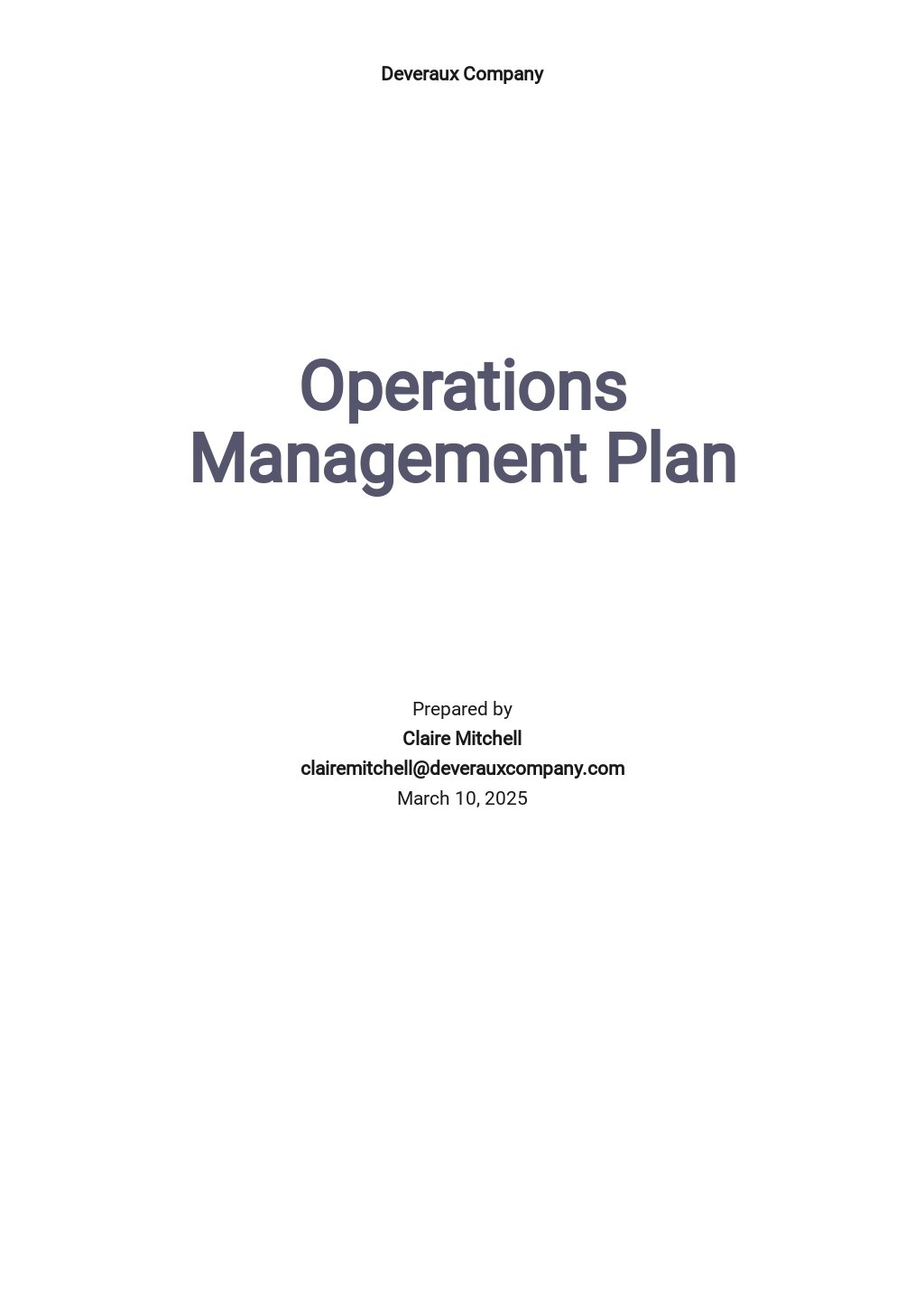 Operations Management Plan Template [Free PDF] Google Docs, Word