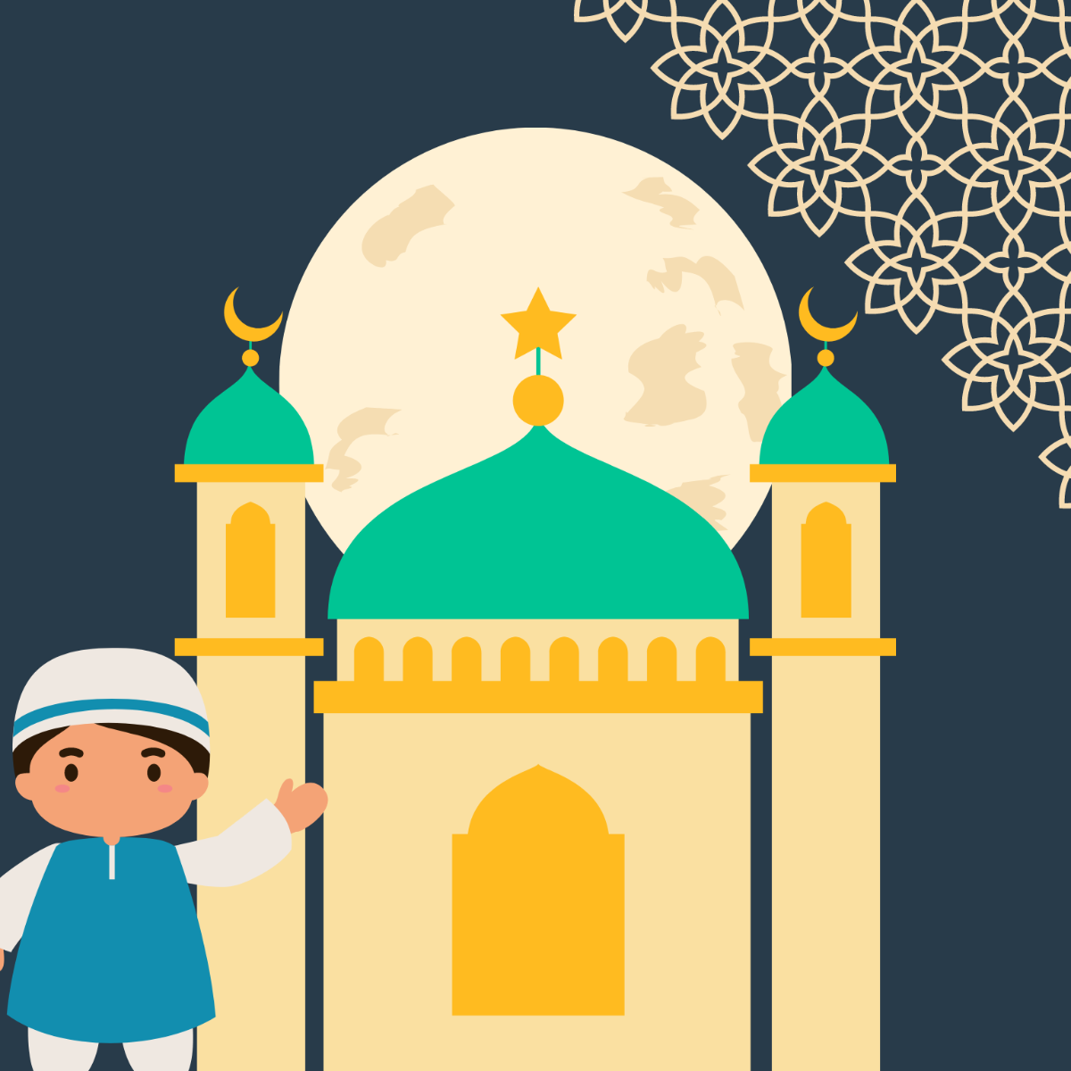 Free Eid al-Fitr Cartoon Vector Template
