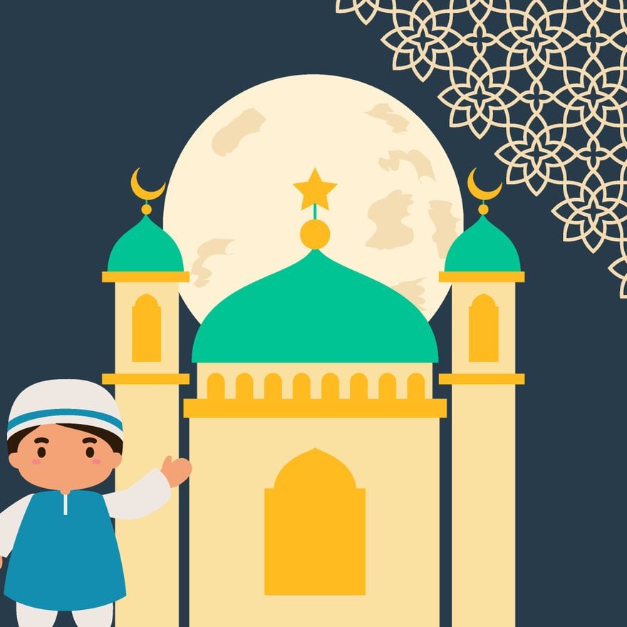 Free Eid al-Fitr Cartoon Vector in Illustrator, PSD, EPS, SVG, JPG, PNG