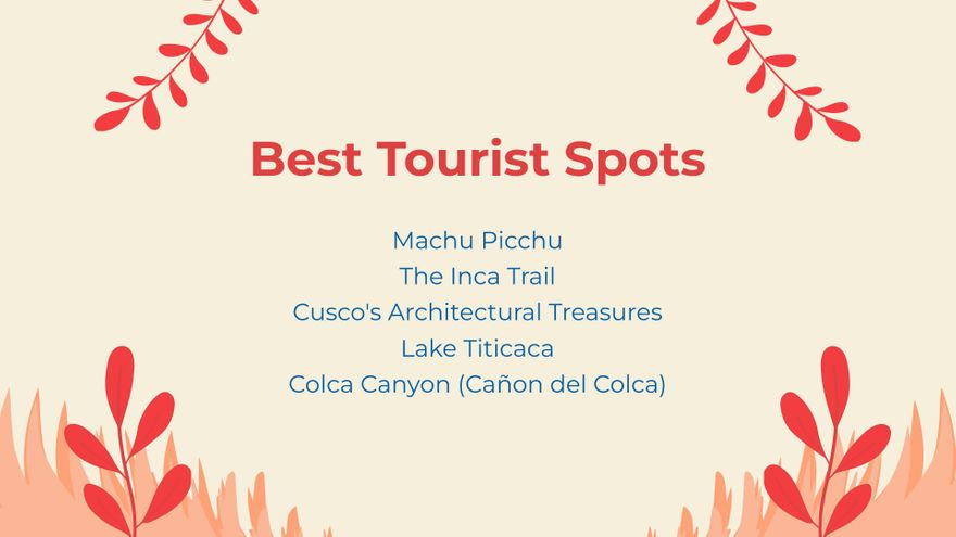 Free Peru Tour Recommendations Presentation Template to Edit Online