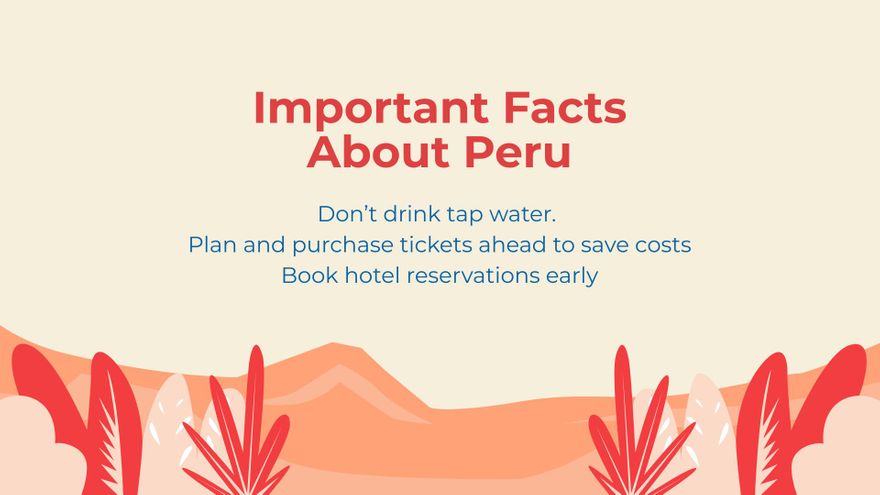 Free Peru Tour Recommendations Presentation Template to Edit Online