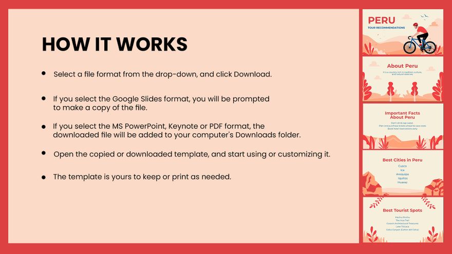 Free Peru Tour Recommendations Presentation Template to Edit Online