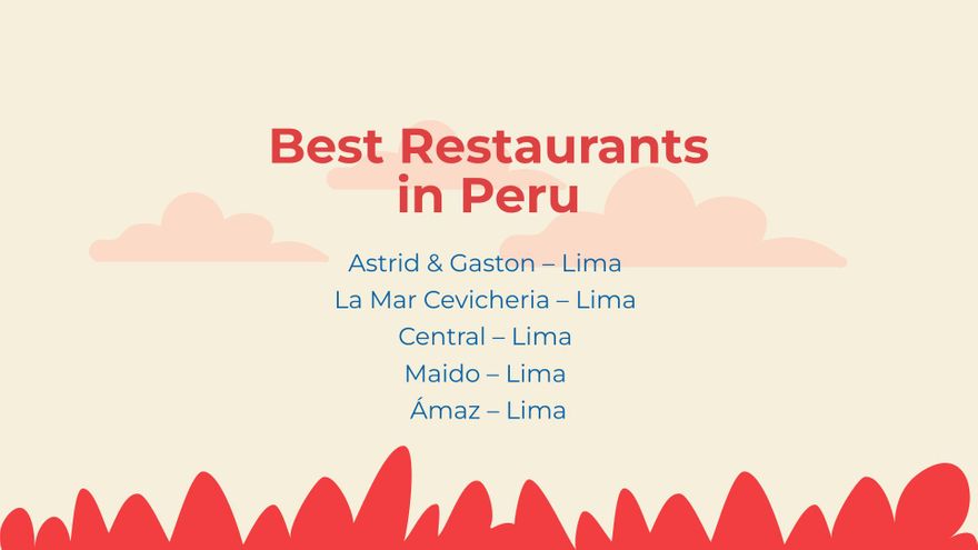 Free Peru Tour Recommendations Presentation Template to Edit Online