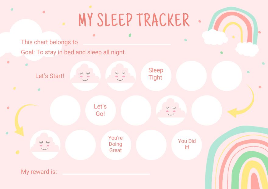 Rainbow Sleeping Chart For Girls In Illustrator PDF Download Template