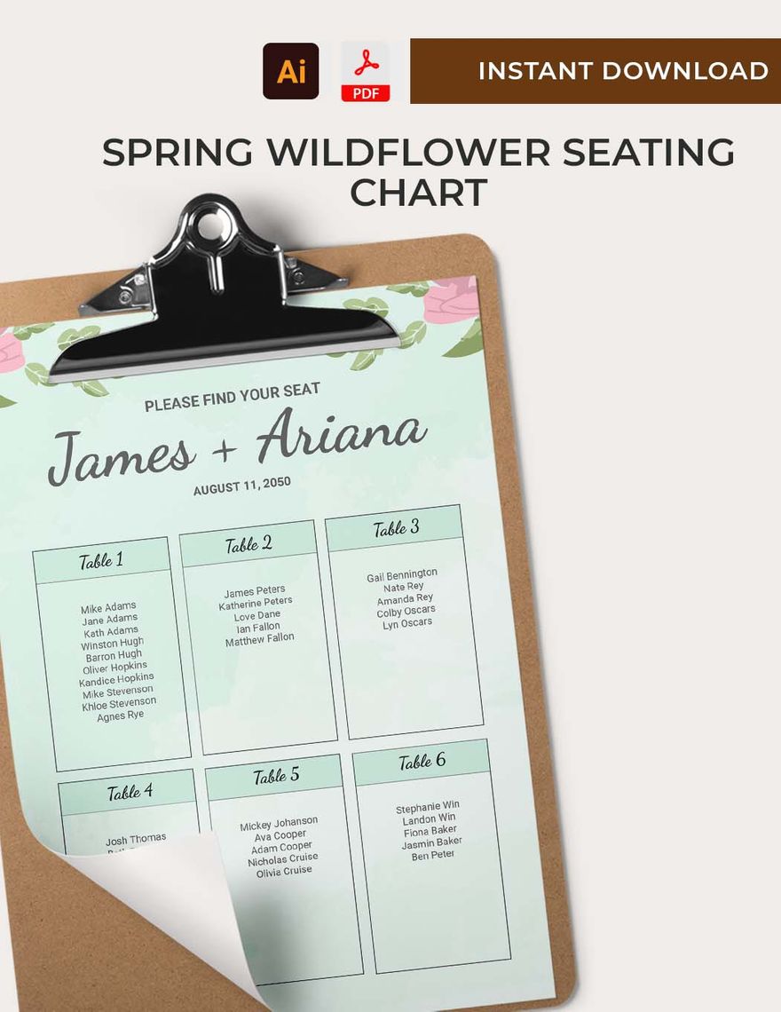 Spring Wildflower Seating Chart