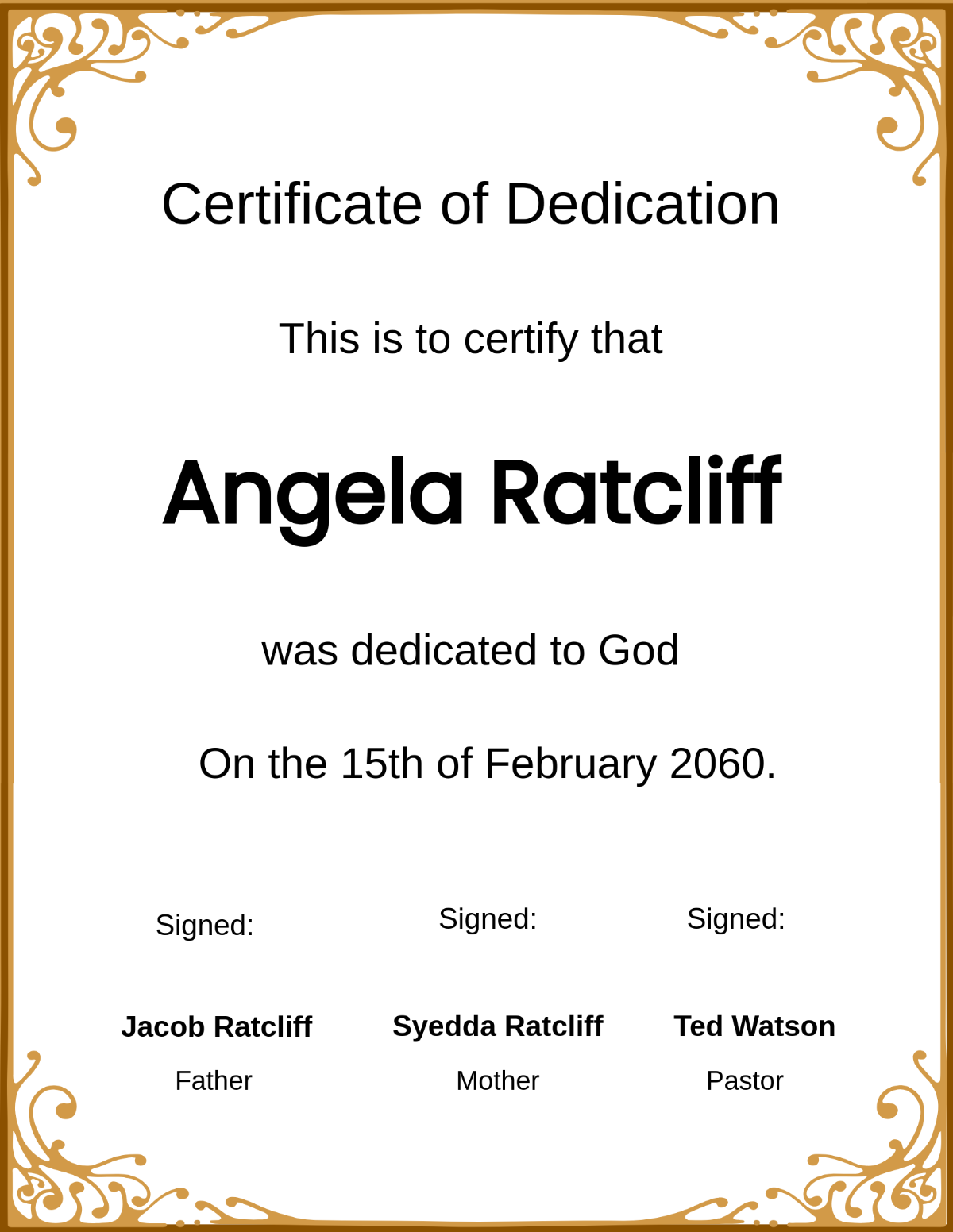 Free Baby Dedication Certificate