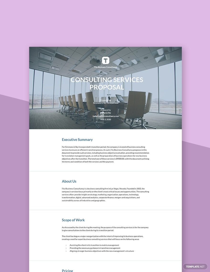 Consultant Proposal Template in Google Docs, Word, Pages - Download | Template.net