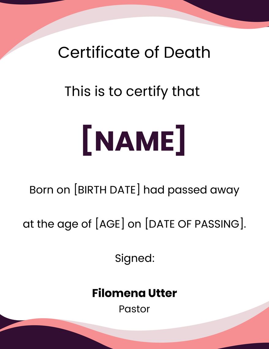 Free Blank Death Certificate Template to Edit Online