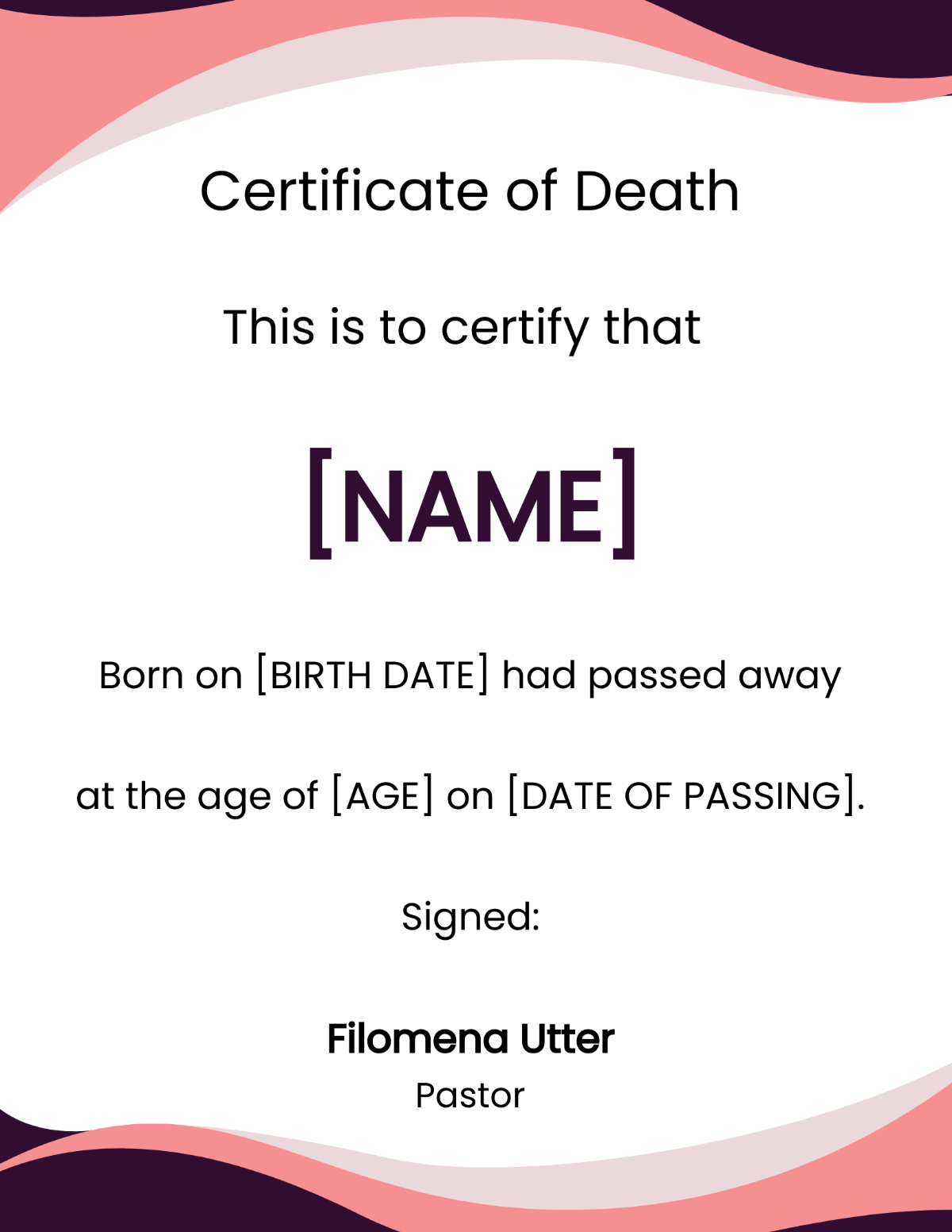 Free Blank Death Certificate