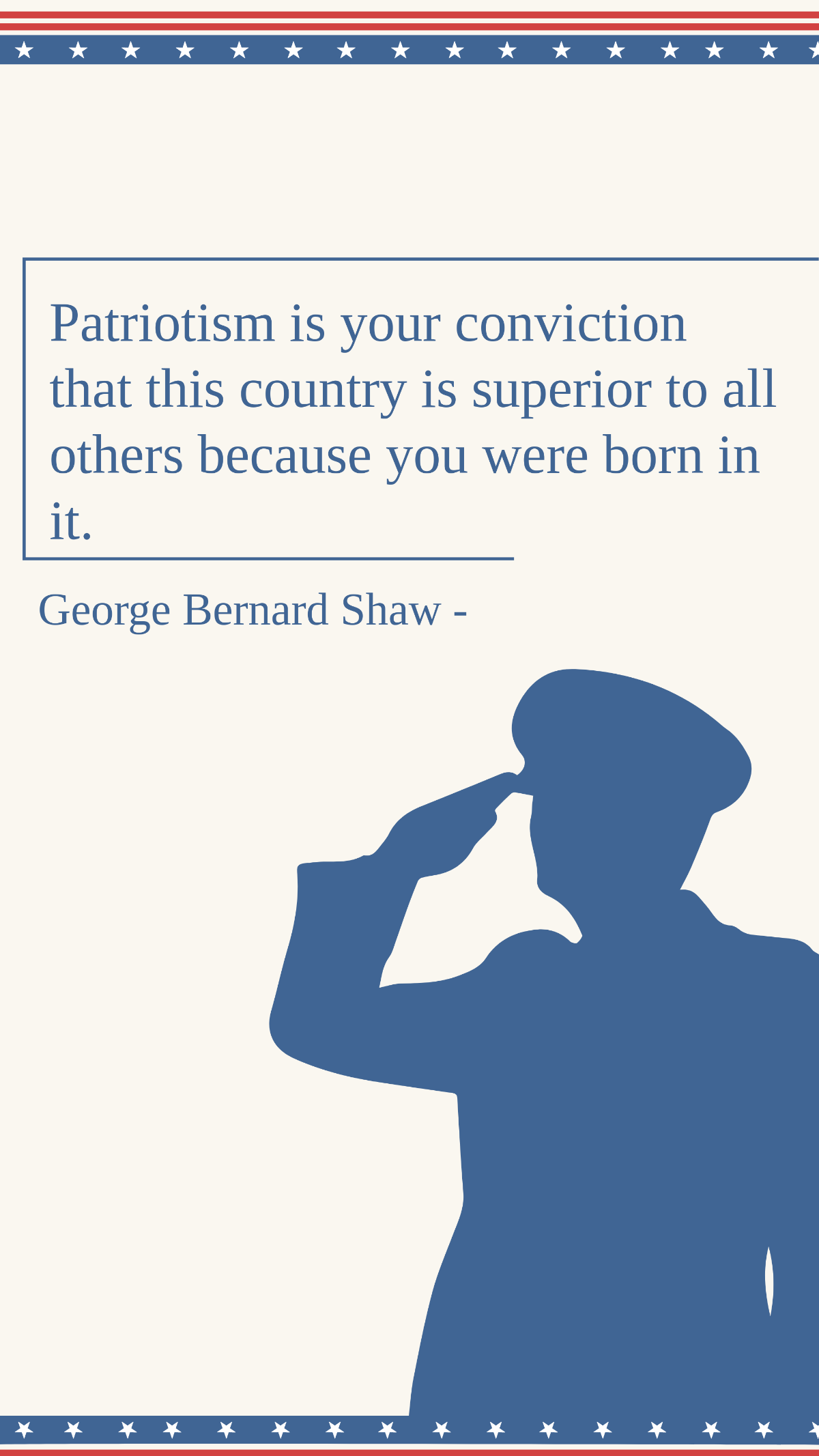 George Bernard Shaw - Patriotism is your conviction that this country is superior to all others because you were born in it. Template