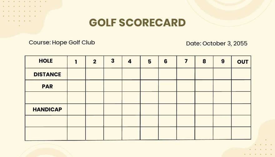 Golf Scorecard Template in Illustrator, PSD, Word Download