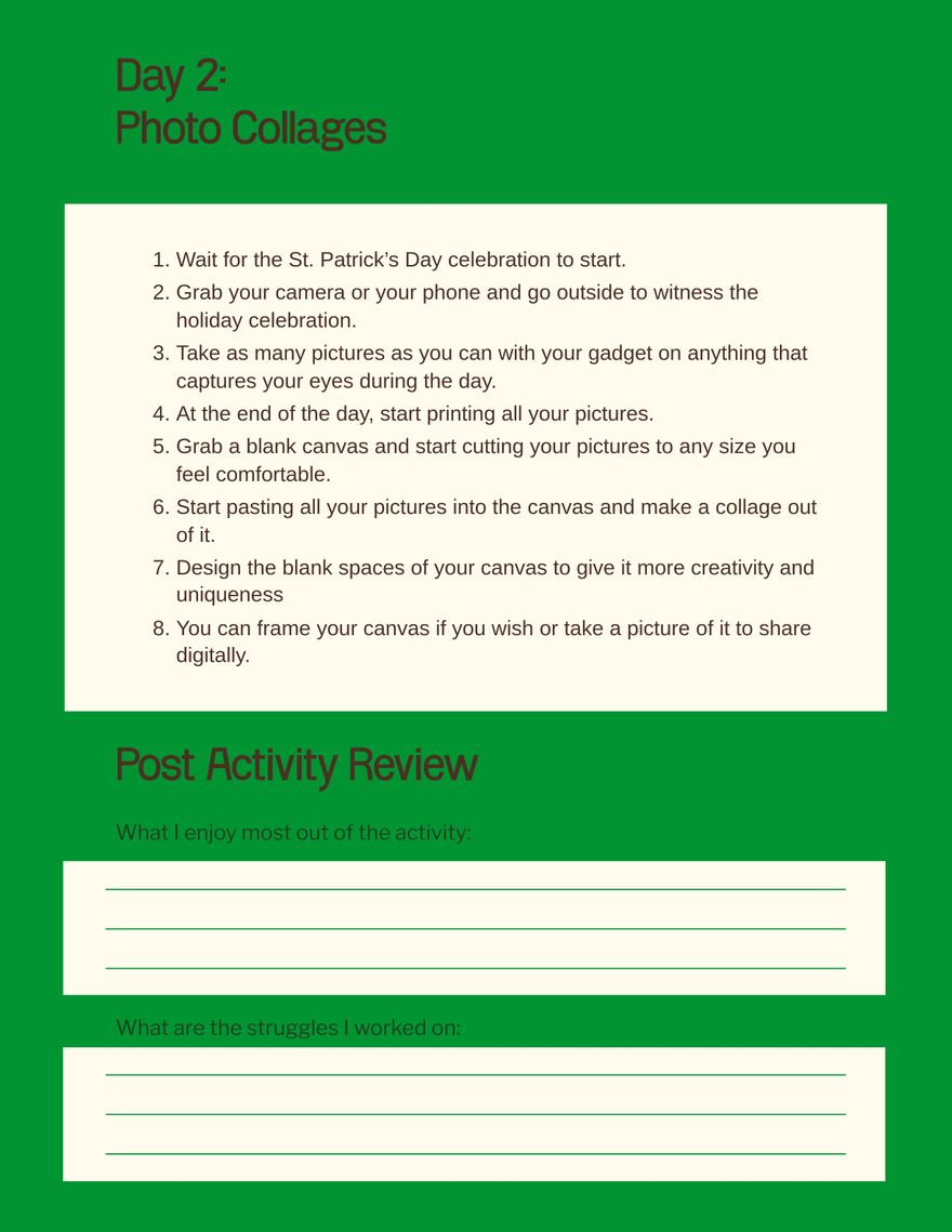 Free St. Patrick's Day Workbook Template to Edit Online
