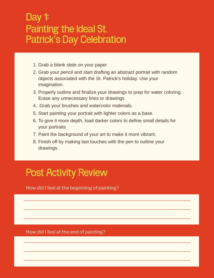 St. Patrick's Day Workbook Template