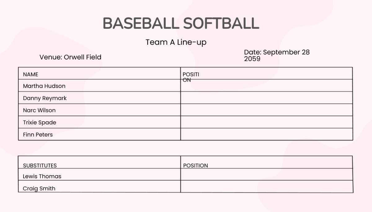 Baseball Softball Line-up Card Template