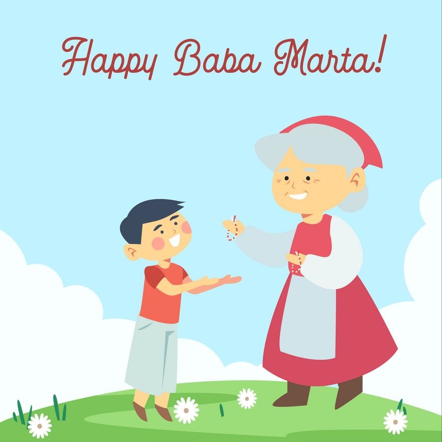 Happy Baba Marta Illustration