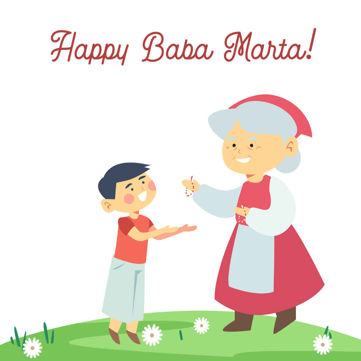 Happy Baba Marta Illustration Template