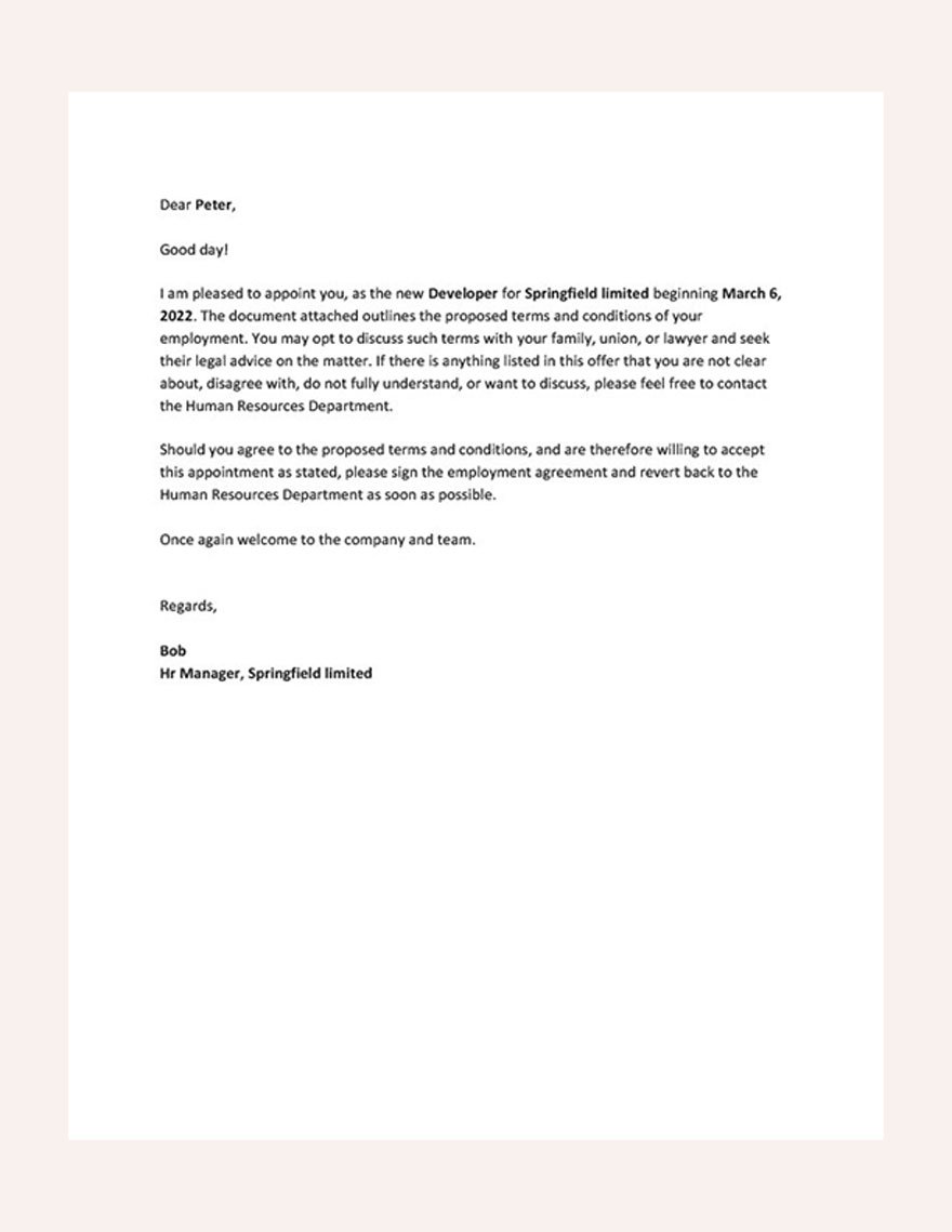 Basic Appointment Letter Template