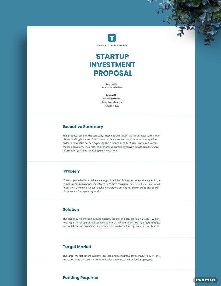 Startup Investment Proposal Template