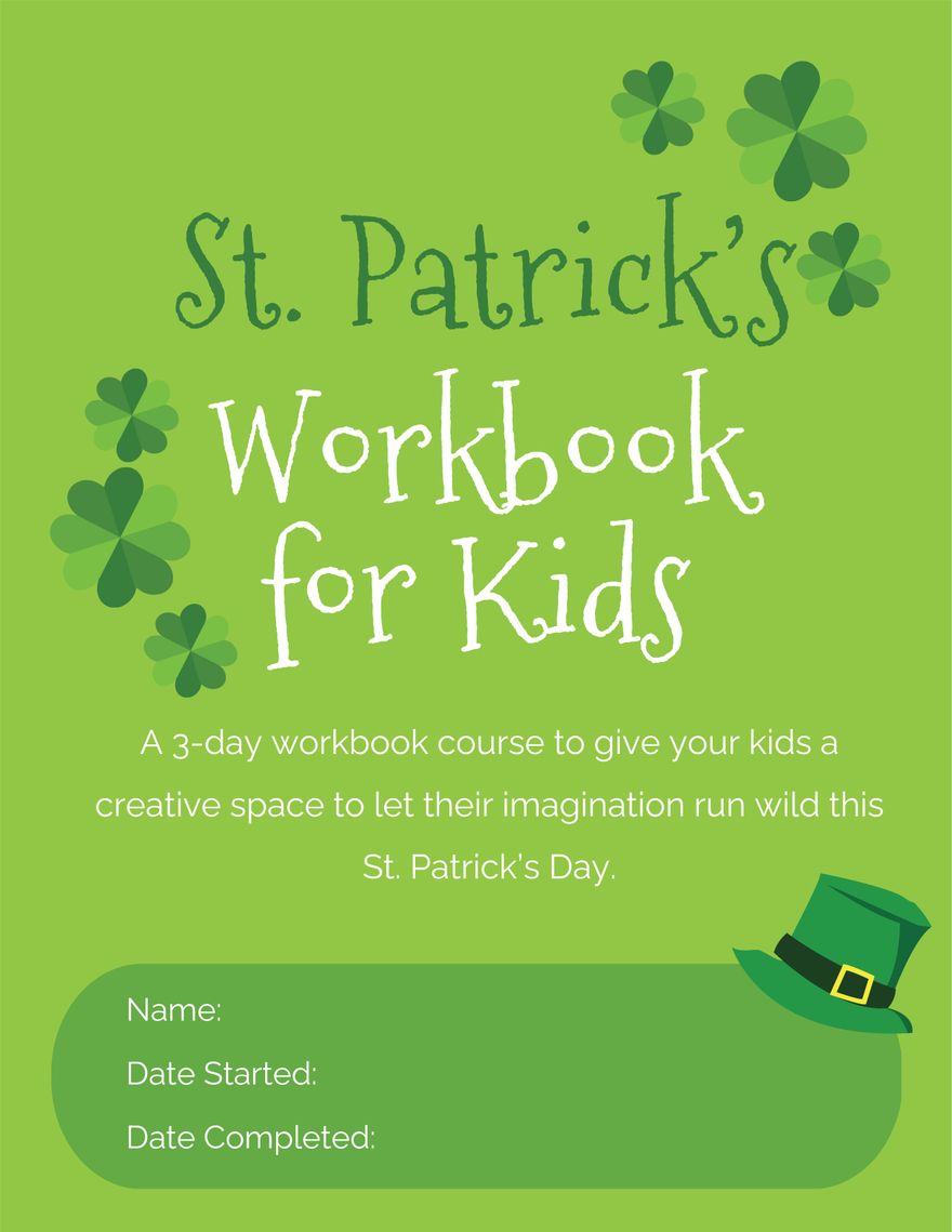 Free St. Patrick's Day Workbook Template For Kids