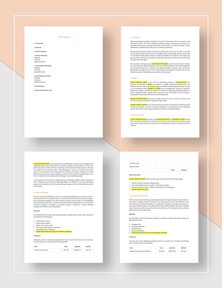 Advertising Proposal Template Download