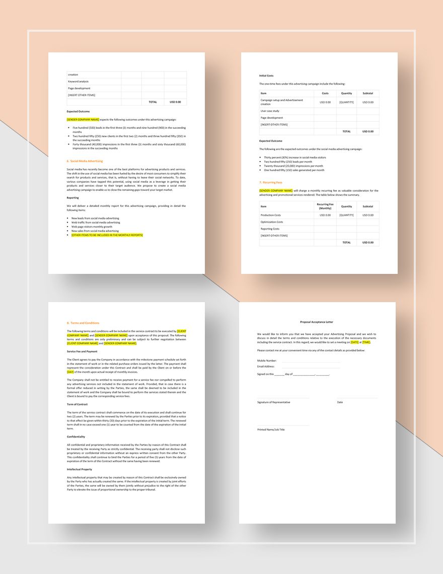 Advertising Proposal Template - Google Docs, Word, Apple Pages ...