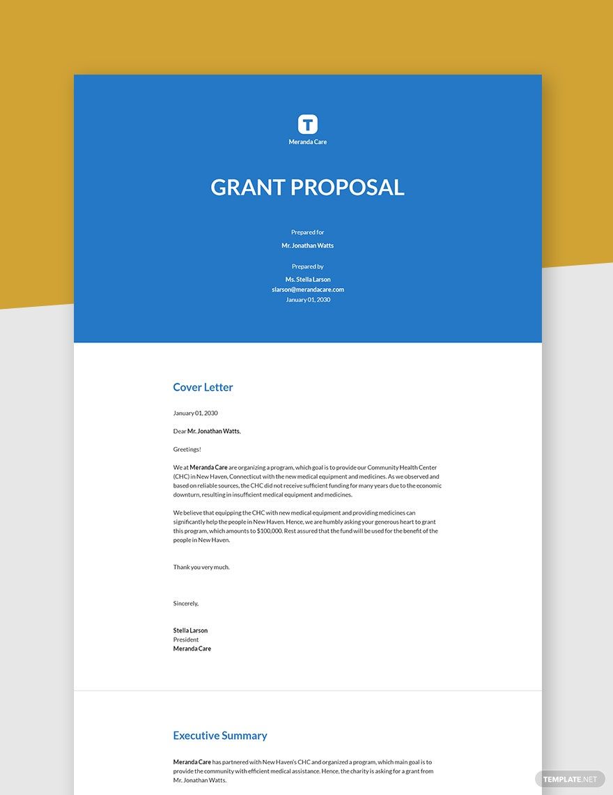 Printable Grant Proposal Template