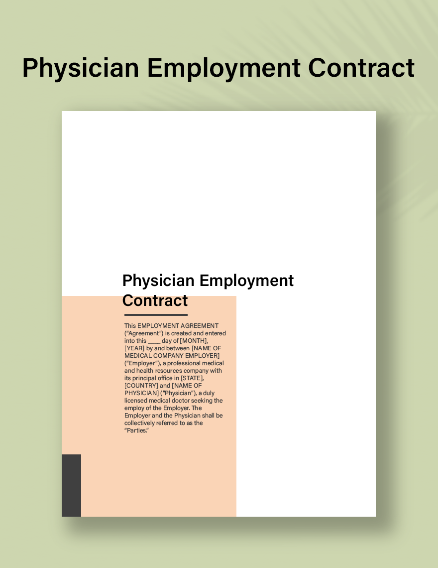 Physician Employment Contract Template