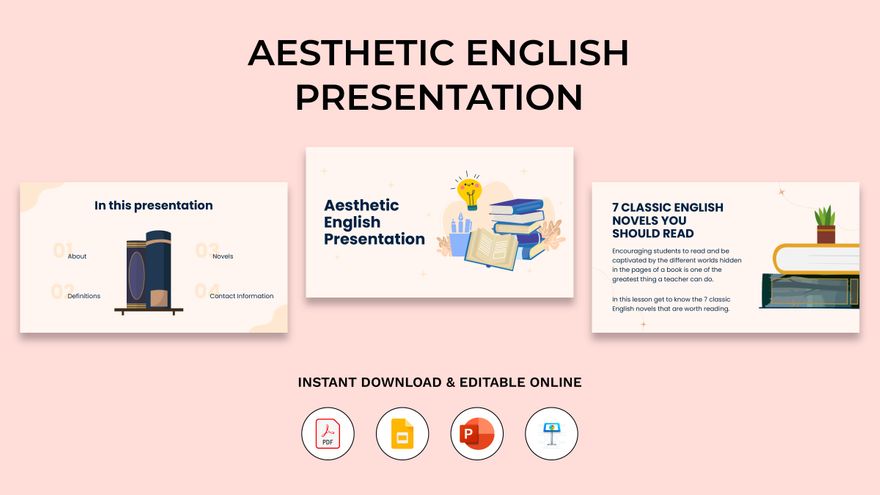 Aesthetic English Presentation in PDF, PowerPoint, Apple Keynote, Google Slides - Download | Template.net