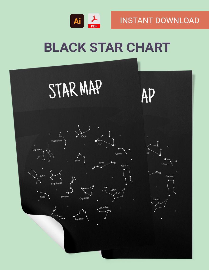 Black Star Chart in PDF, Illustrator