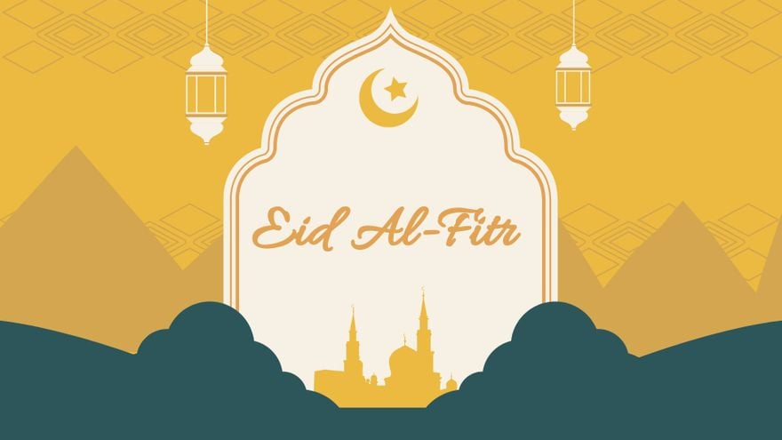 Free Eid al-Fitr Yellow Background in PDF, Illustrator, PSD, EPS, SVG, JPG, PNG