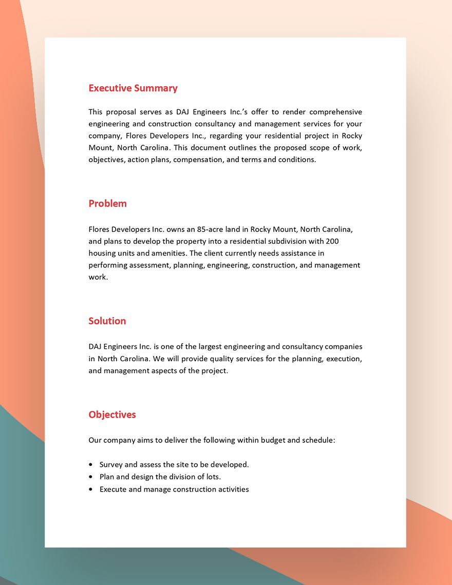 Engineering Project Proposal Template