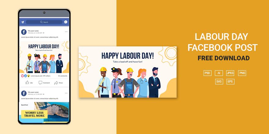 Free Labour Day FB Post in Illustrator, PSD, EPS, SVG, JPG, PNG