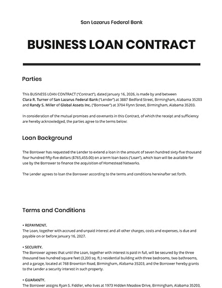 Business Loan Contract
