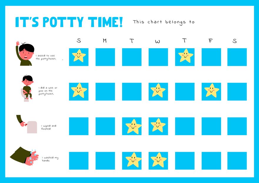 Potty Star Chart in PDF, Illustrator