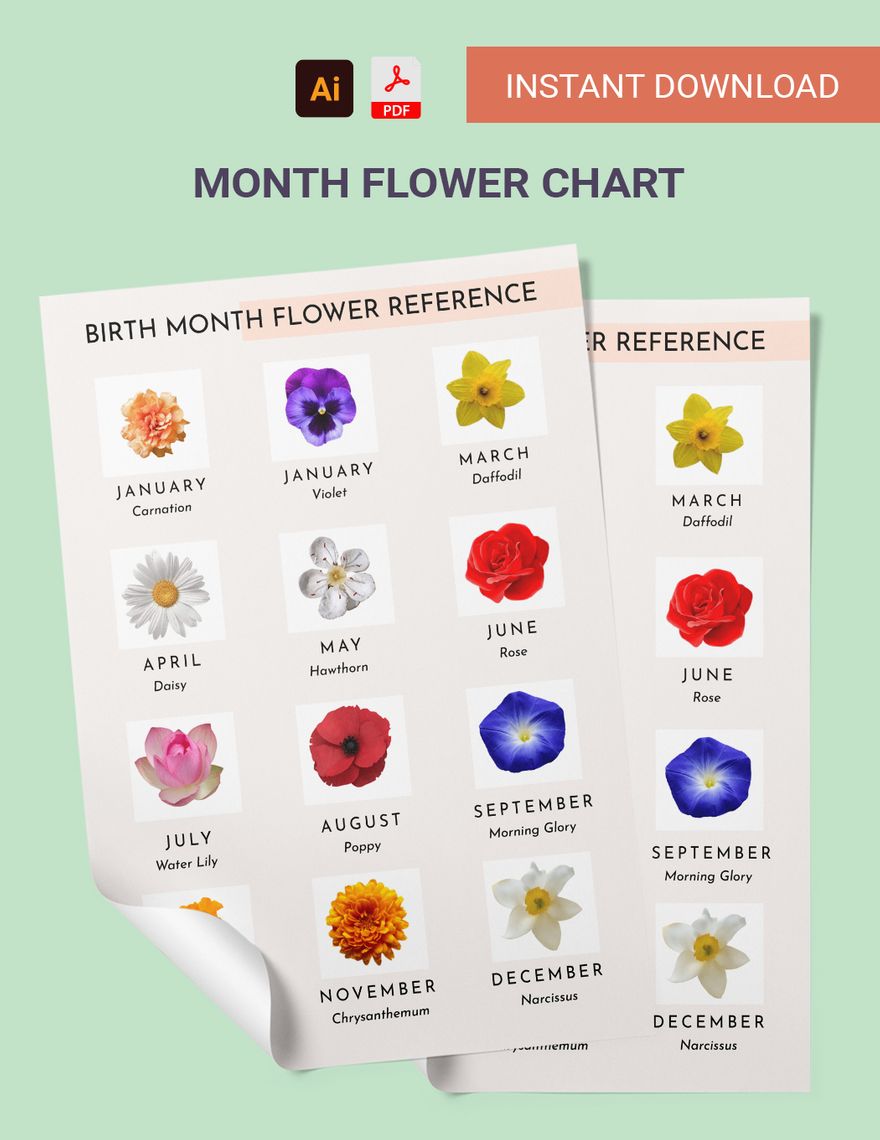 Month Flower Chart In PDF Illustrator Download Template