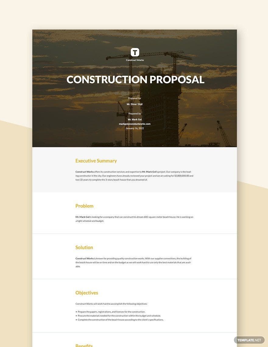 Construction Project Proposal Template