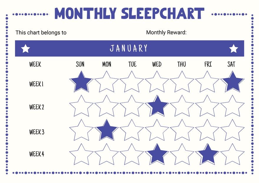 Monthly Sleep Chart in PDF, Illustrator