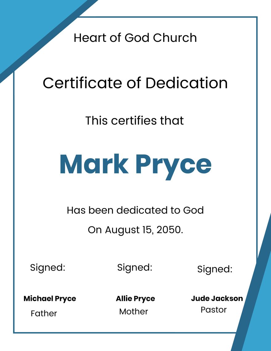 Church Baby Dedication Certificate Template