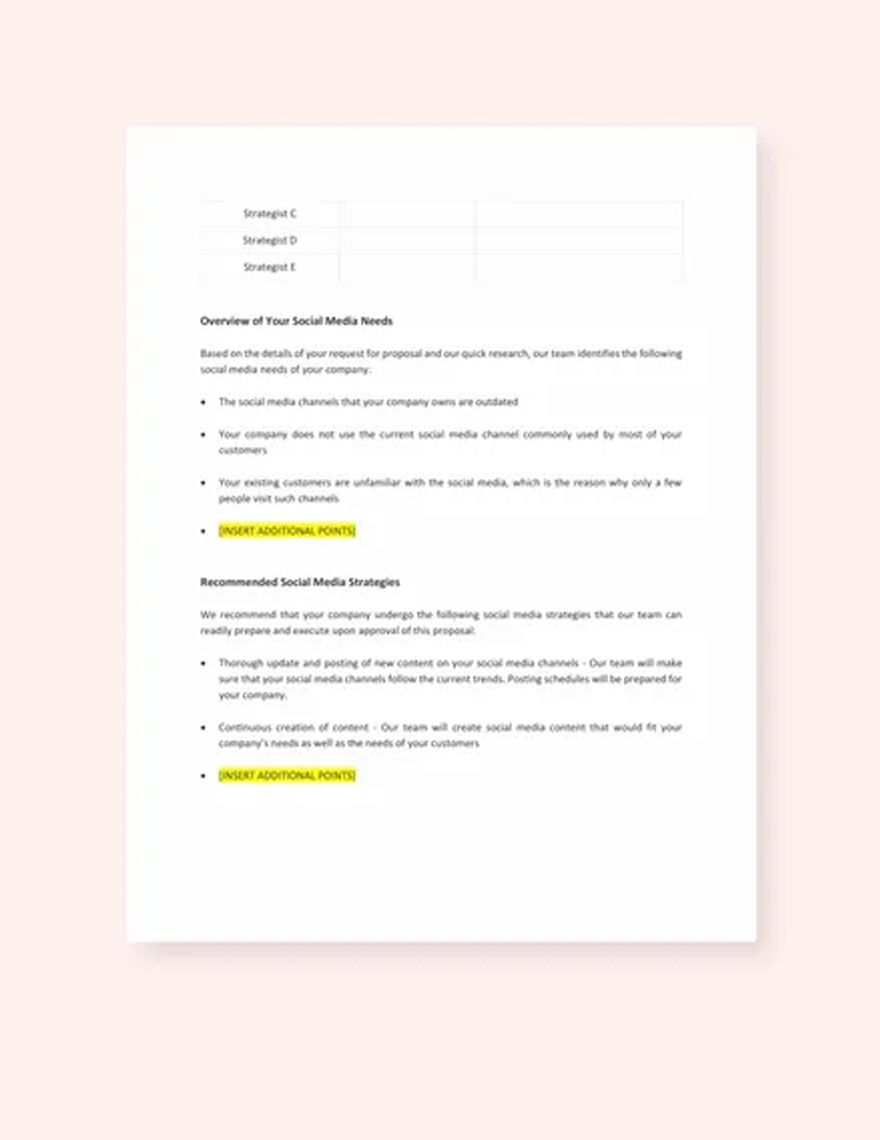 Sample Social Media Strategy Proposal Template
