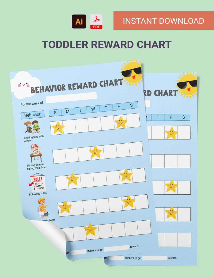 Toddler Reward Chart in PDF, Illustrator