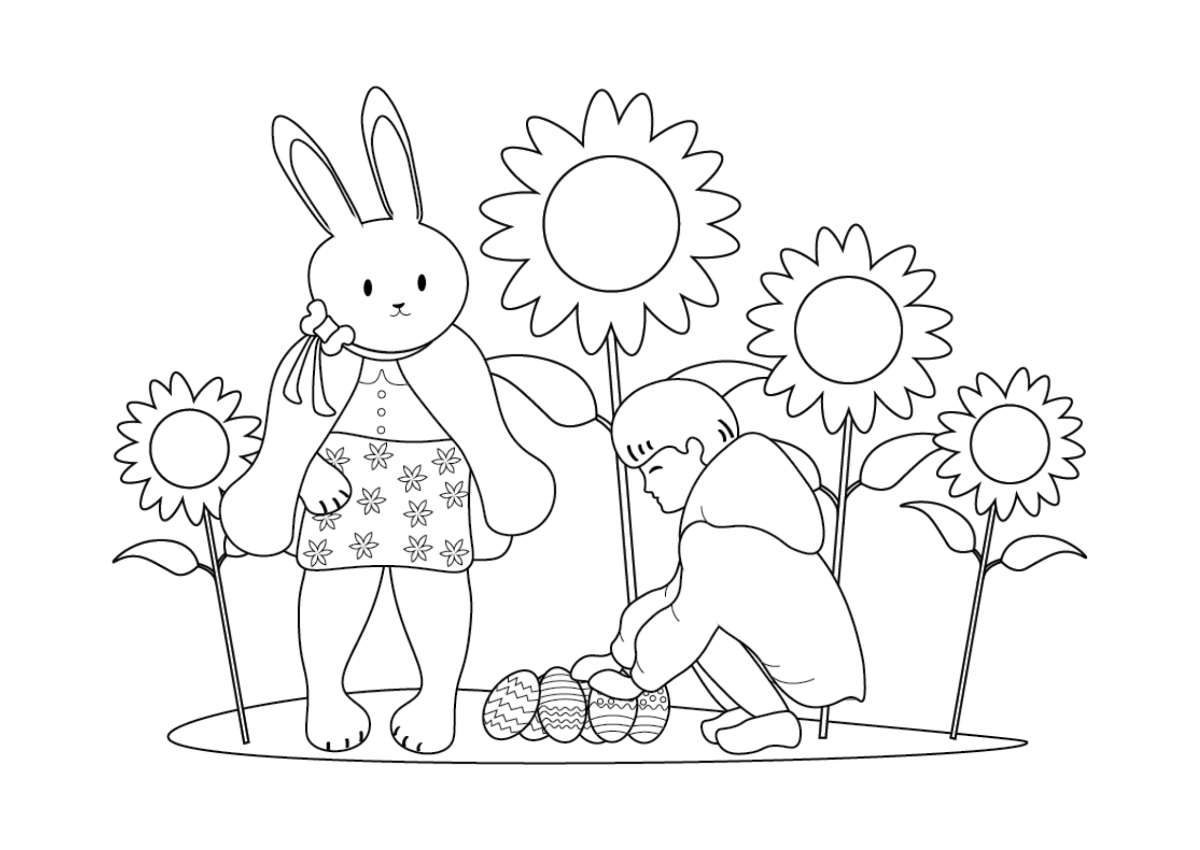 Easter Egg Hunt Drawing Template