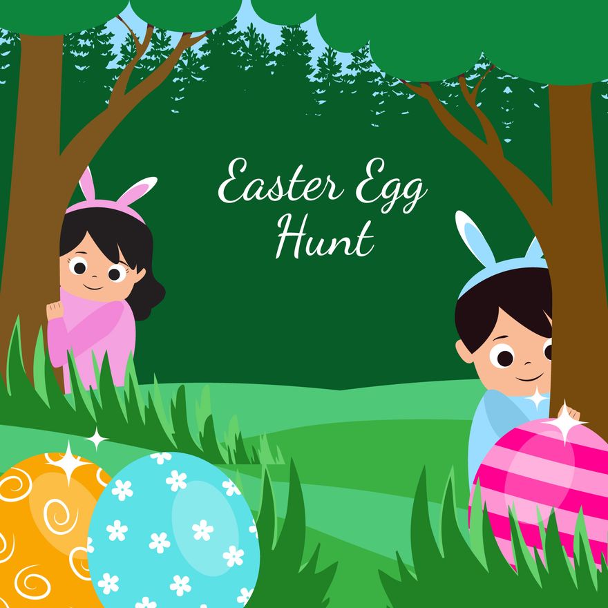 Easter Egg Hunt Illustration in Illustrator, PSD, EPS, SVG, JPG, PNG