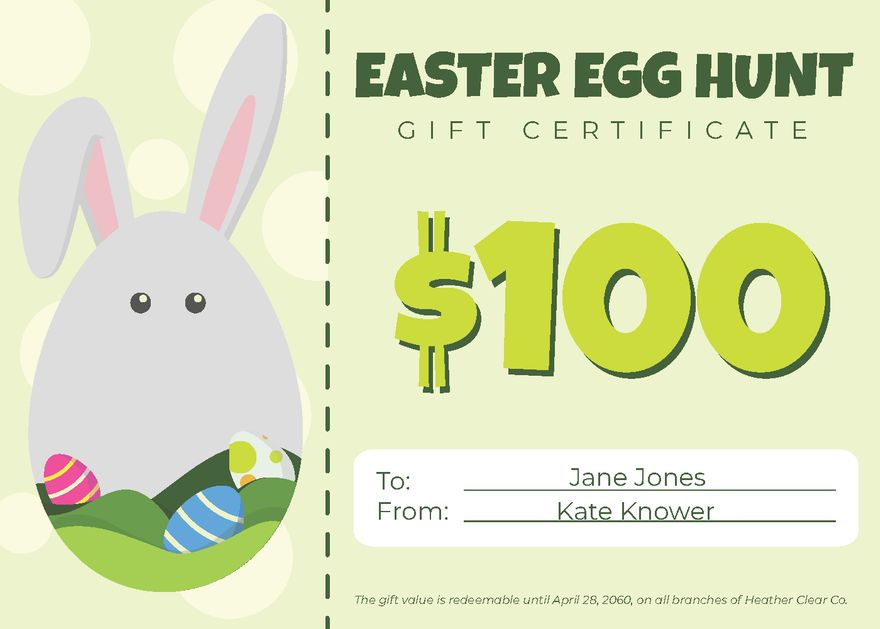 Easter Egg Hunt Gift Certificate
