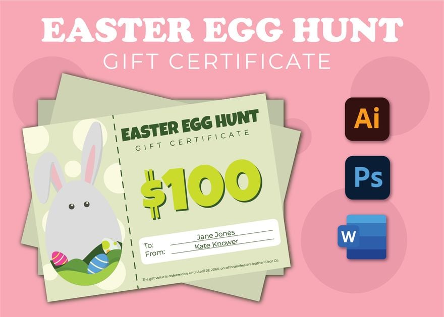 Free Easter Egg Hunt Gift Certificate in Word, Illustrator, PSD