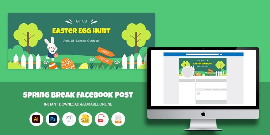 Free Easter Egg Hunt Facebook Cover Banner in Illustrator, PSD, EPS, SVG, JPG, PNG
