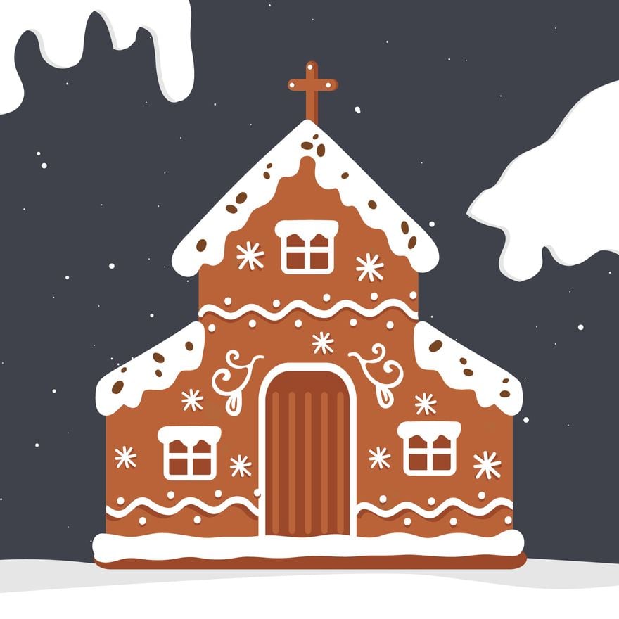 Gingerbread Church in Illustrator, PSD, EPS, SVG, PNG, JPEG