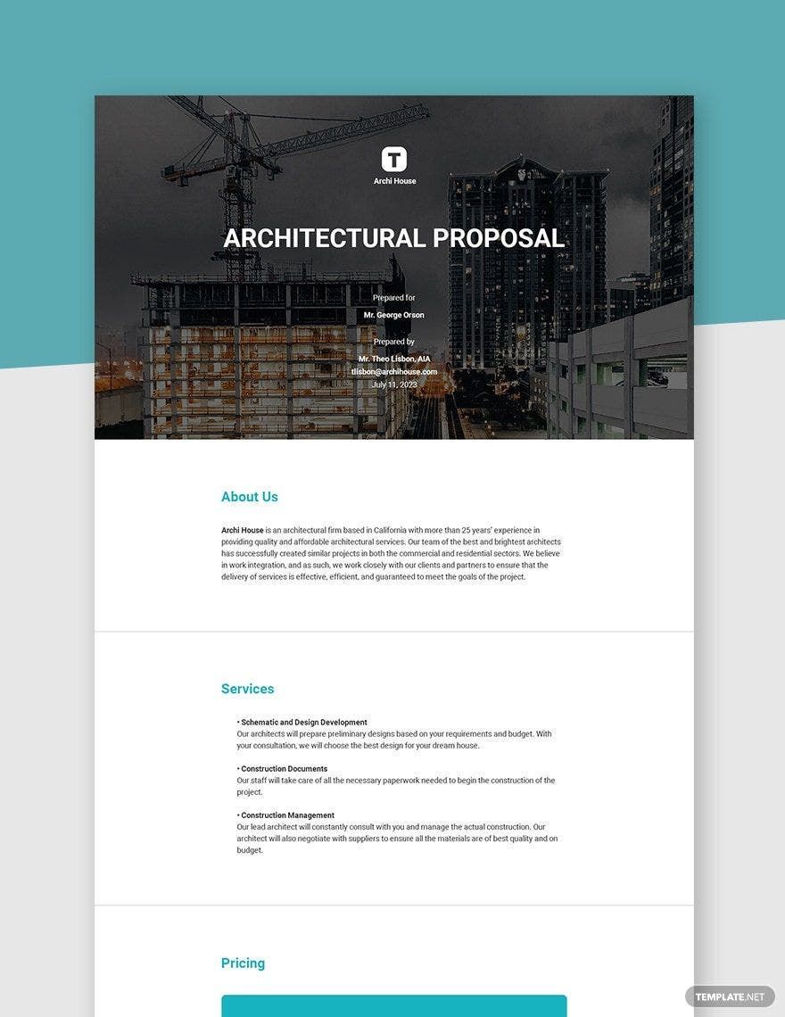 Architectural Proposal Template Google Docs, Word, Apple Pages