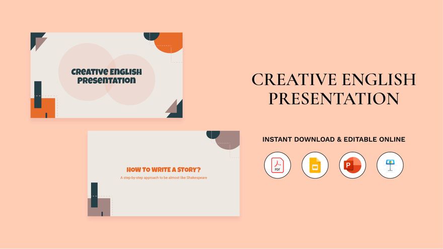 Creative English Presentation in PDF, PowerPoint, Google Slides, Apple Keynote