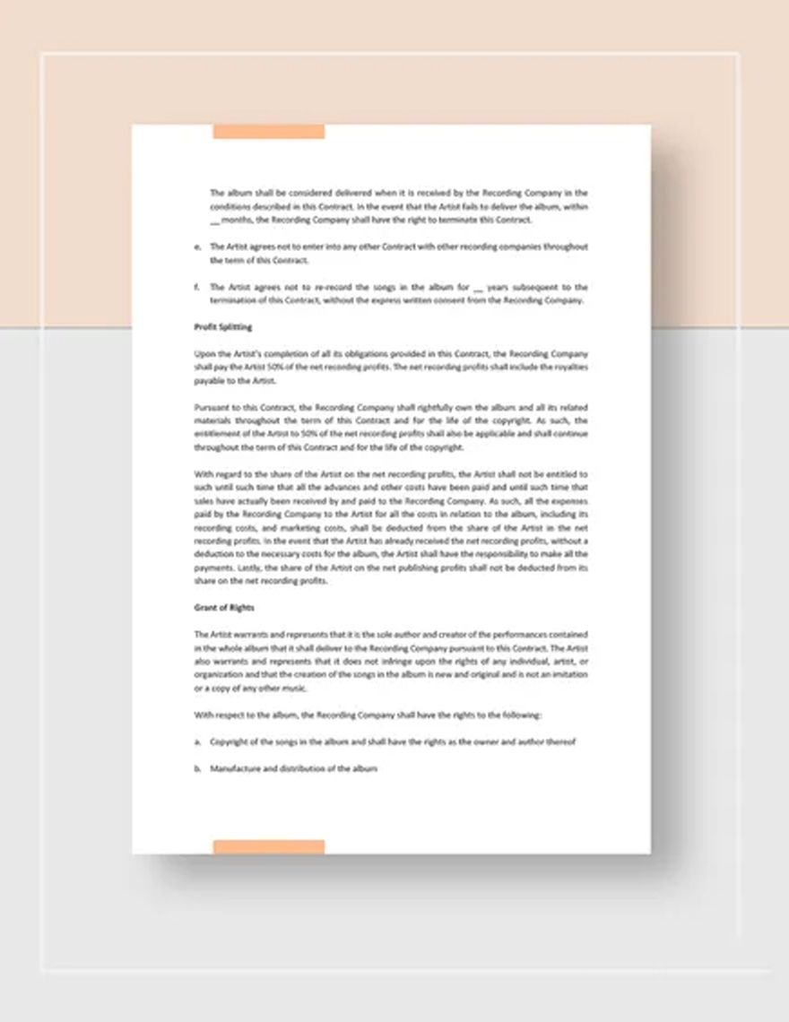 Recording Contract Template